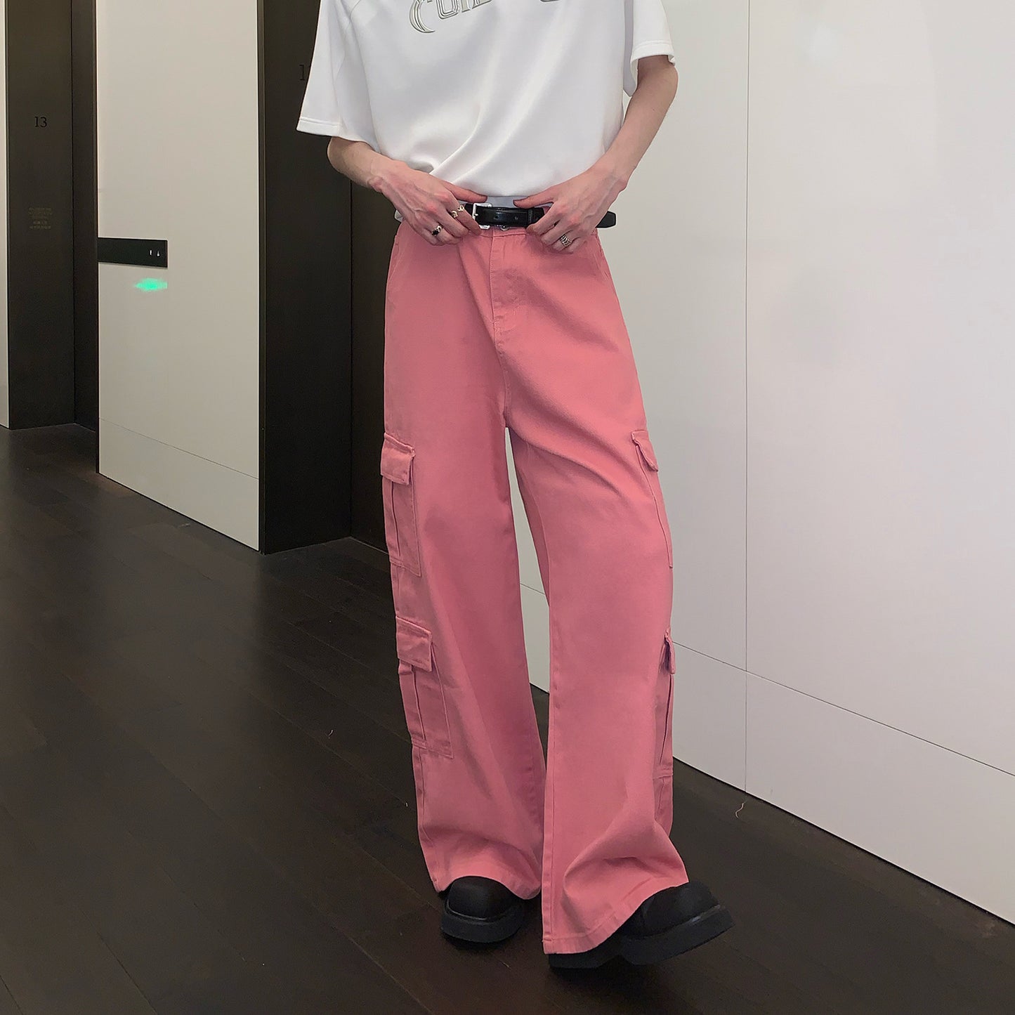 Large Pocket Wide-leg Overalls Casual Jeans