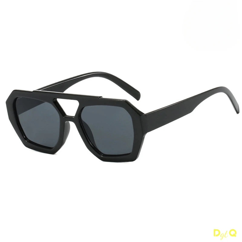 Retro Double Bridges Women's Sunglasses Big Frame Leopard Brown Gradient Eyewear Fashion Luxury Designer Sun Glasses Men Shades