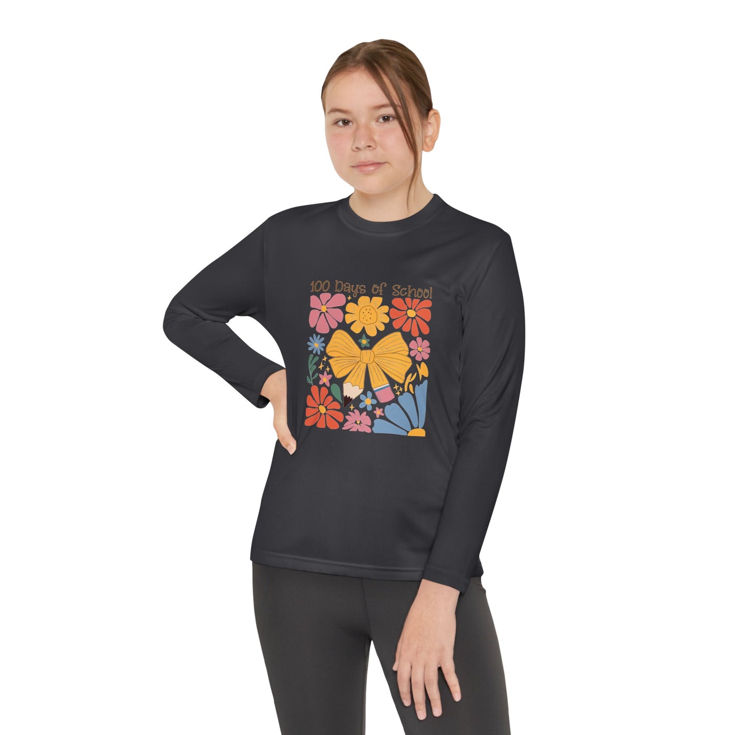 100 Days of School Youth Long Sleeve Tee, School Spirit Shirt, Kids School Celebration Top, Elementary Student Long Sleeve Shirt, School