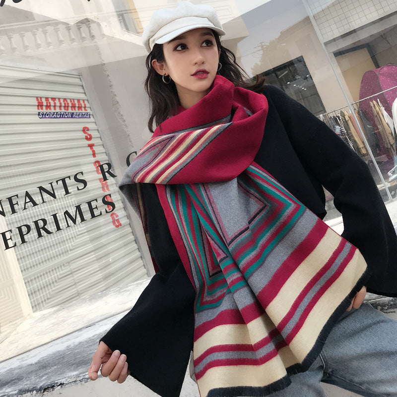 Warm thickening imitation cashmere scarf