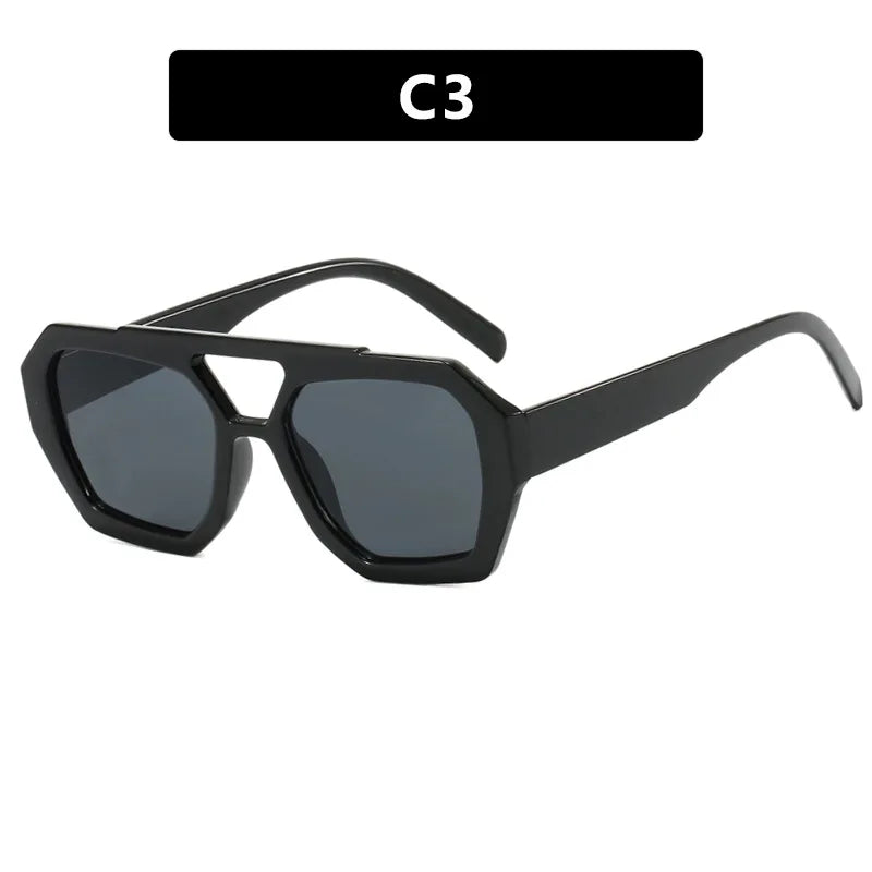 Retro Double Bridges Women's Sunglasses Big Frame Leopard Brown Gradient Eyewear Fashion Luxury Designer Sun Glasses Men Shades