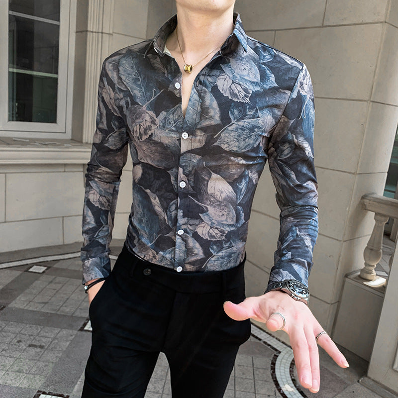 Floral Men's Fashion Casual Nightclub Shirt