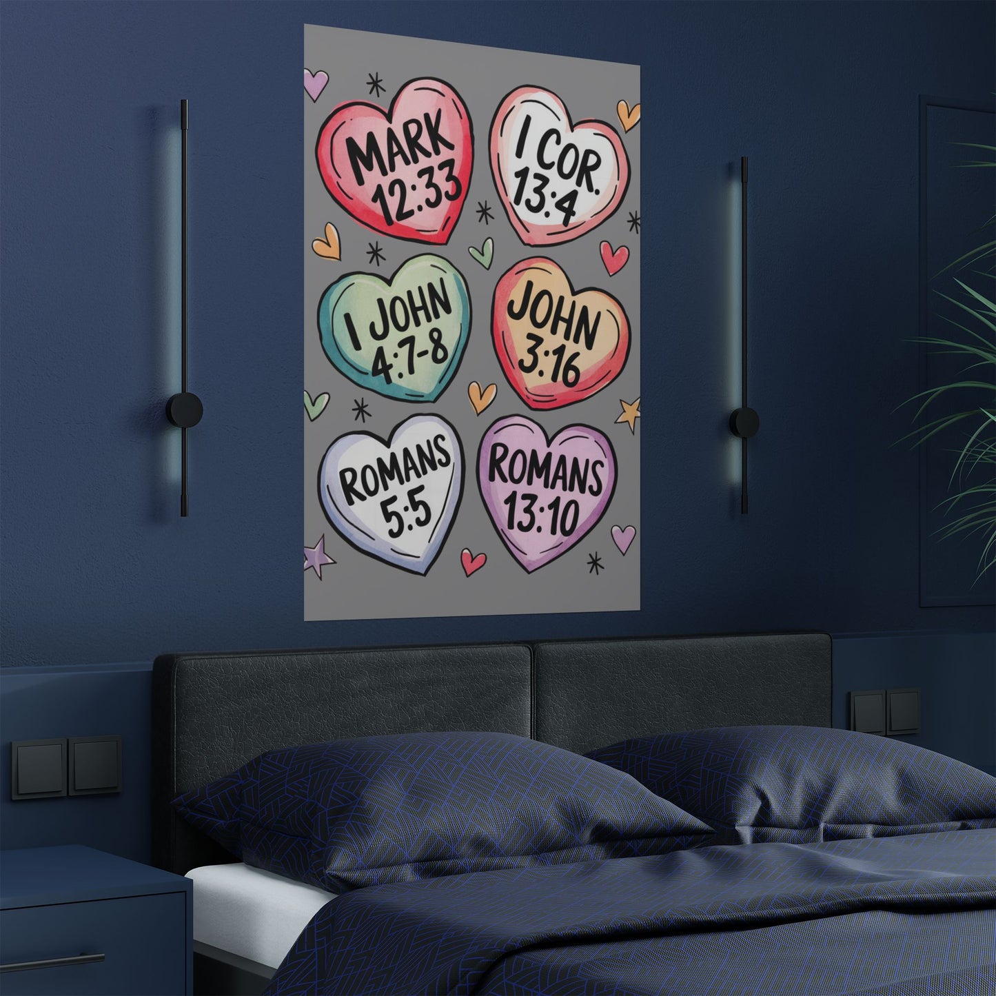 Satin Posters, Scripture Wall Art, Christian Home Decor, Bible Verse Prints, Heart Design, Faith-Based Gift, 300gsm Poster