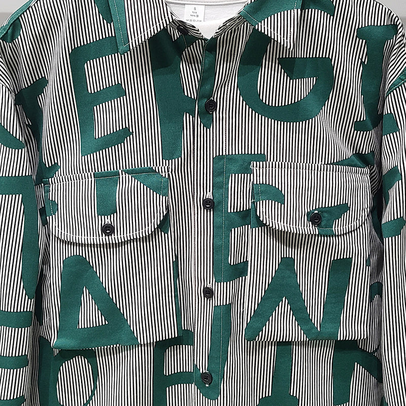 Men's Fashion Casual Alphabet Print Shirts Long Sleeves