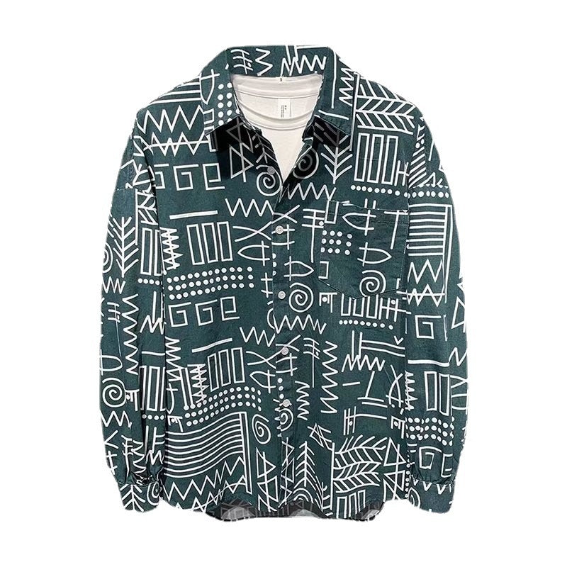 Men's Personalized Geometric Conform Print Long Sleeve Shirts