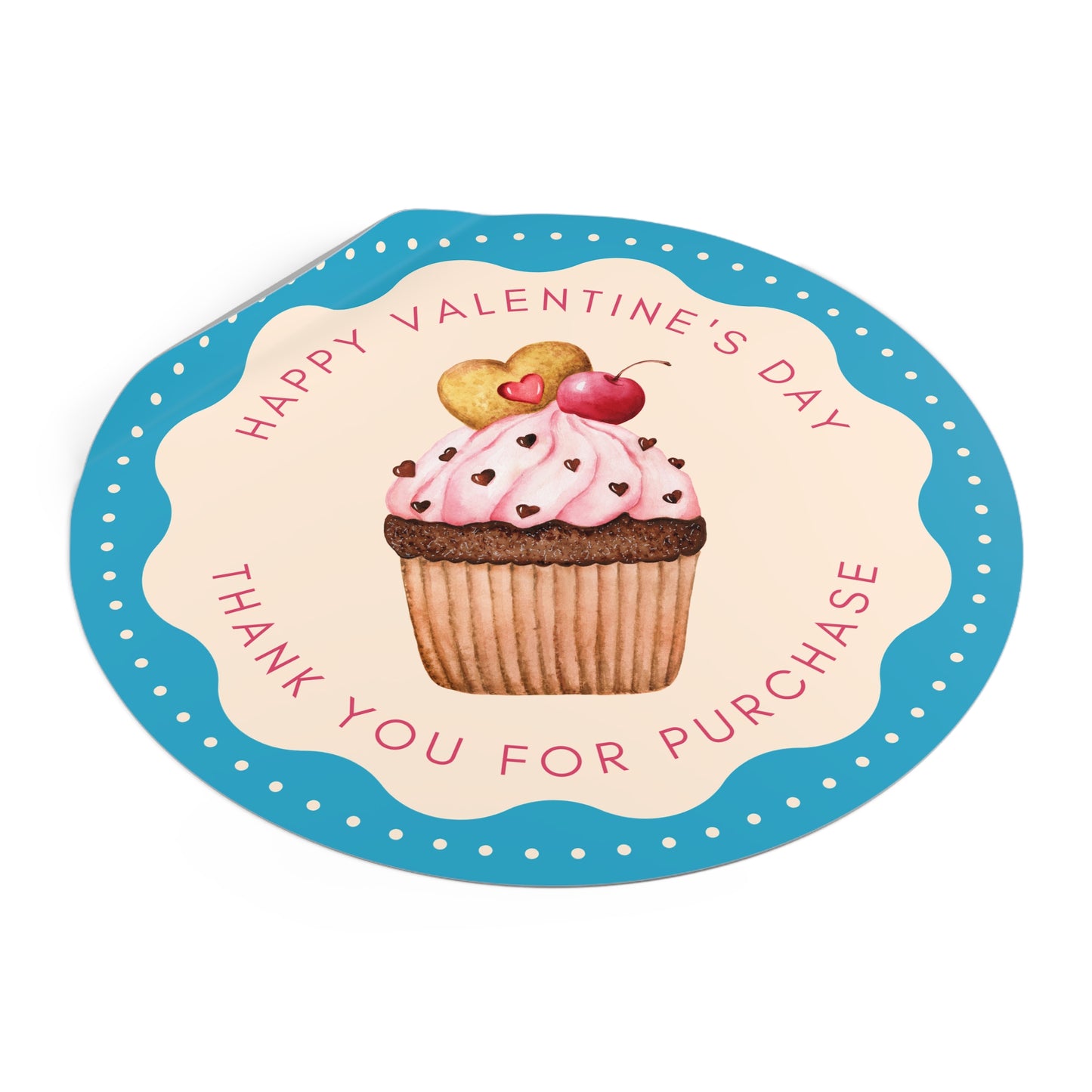 Valentine's Day Round Stickers - Happy Valentine's Day Thank you For Purchase