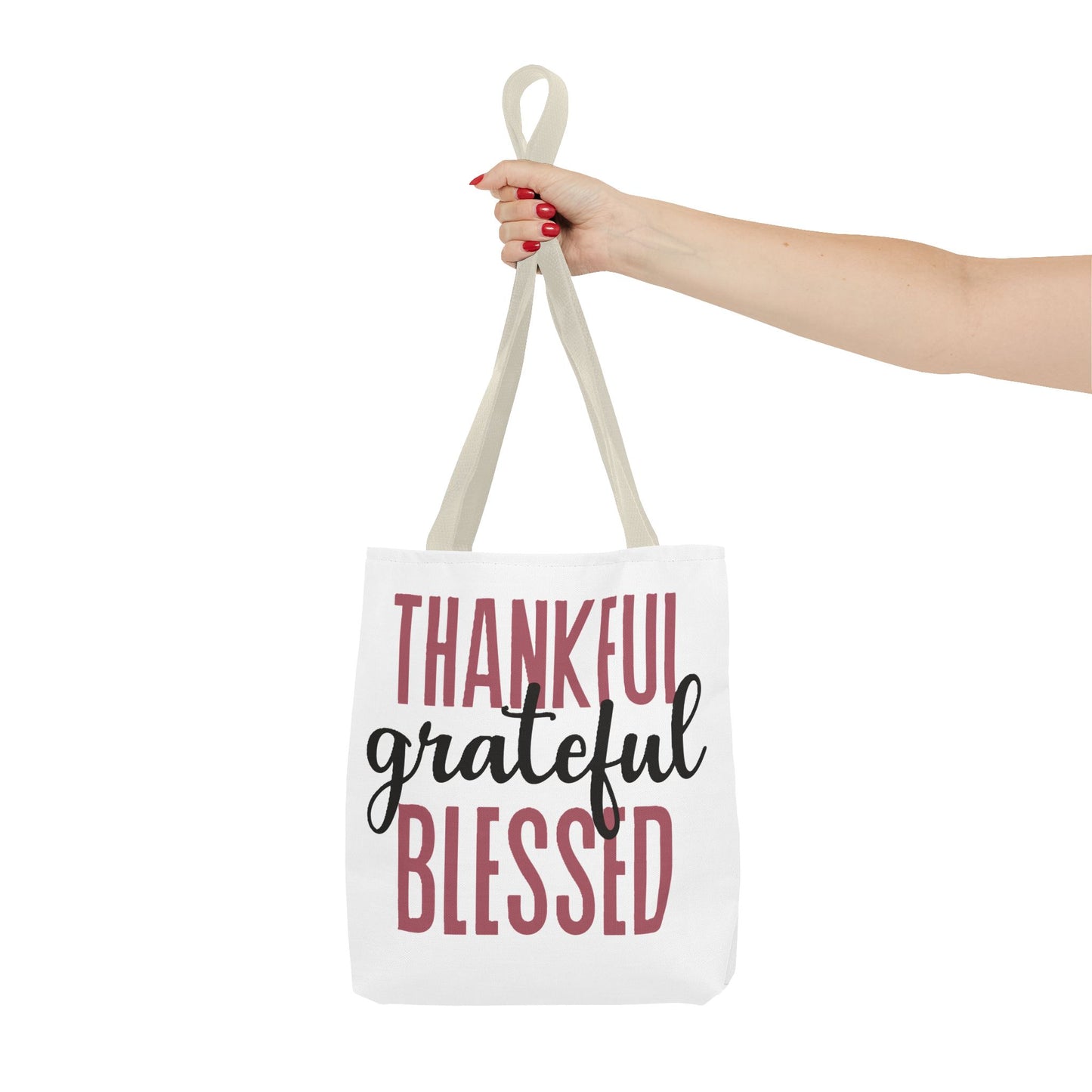 Faith Tote Bag, Thankful Grateful Blessed, Christian Bag, Inspirational Gift, Religious Handbag, Spiritual Carryall