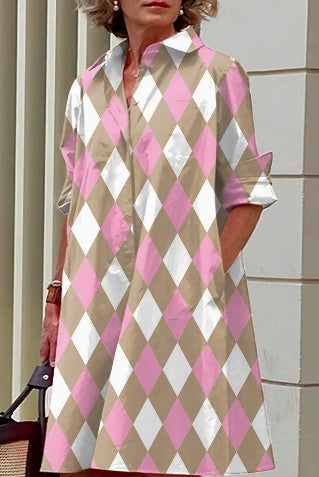 Fashion Polka Dot Printed 3d Printed Shirt Dress