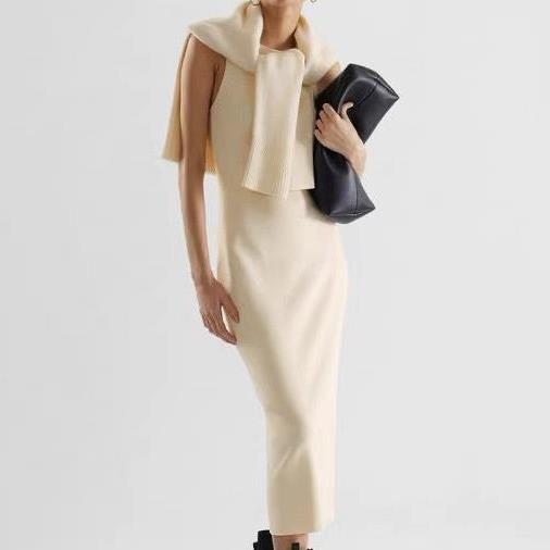 Niche Design Temperament Socialite Slim Fit Sleeveless Knitted Dress