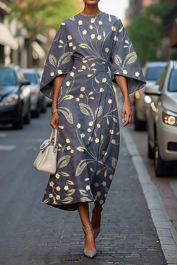 Women's All-match Casual Floral Ocean Print Elegant Dress