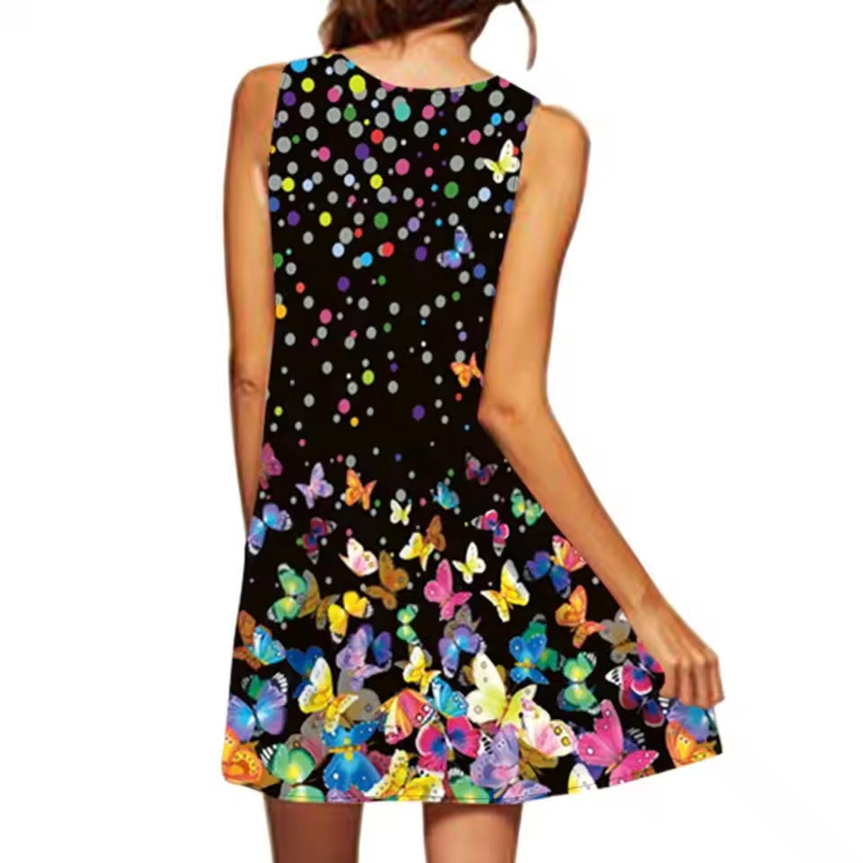 Women's Printed Loose Round Neck Dress