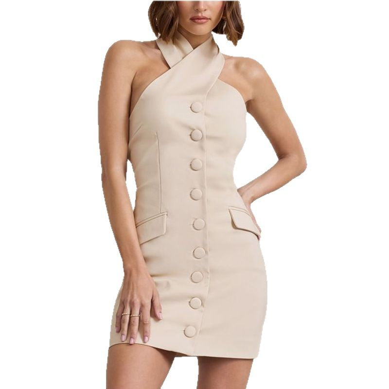 Women's Fashion Slim Fit Halter Backless Dress