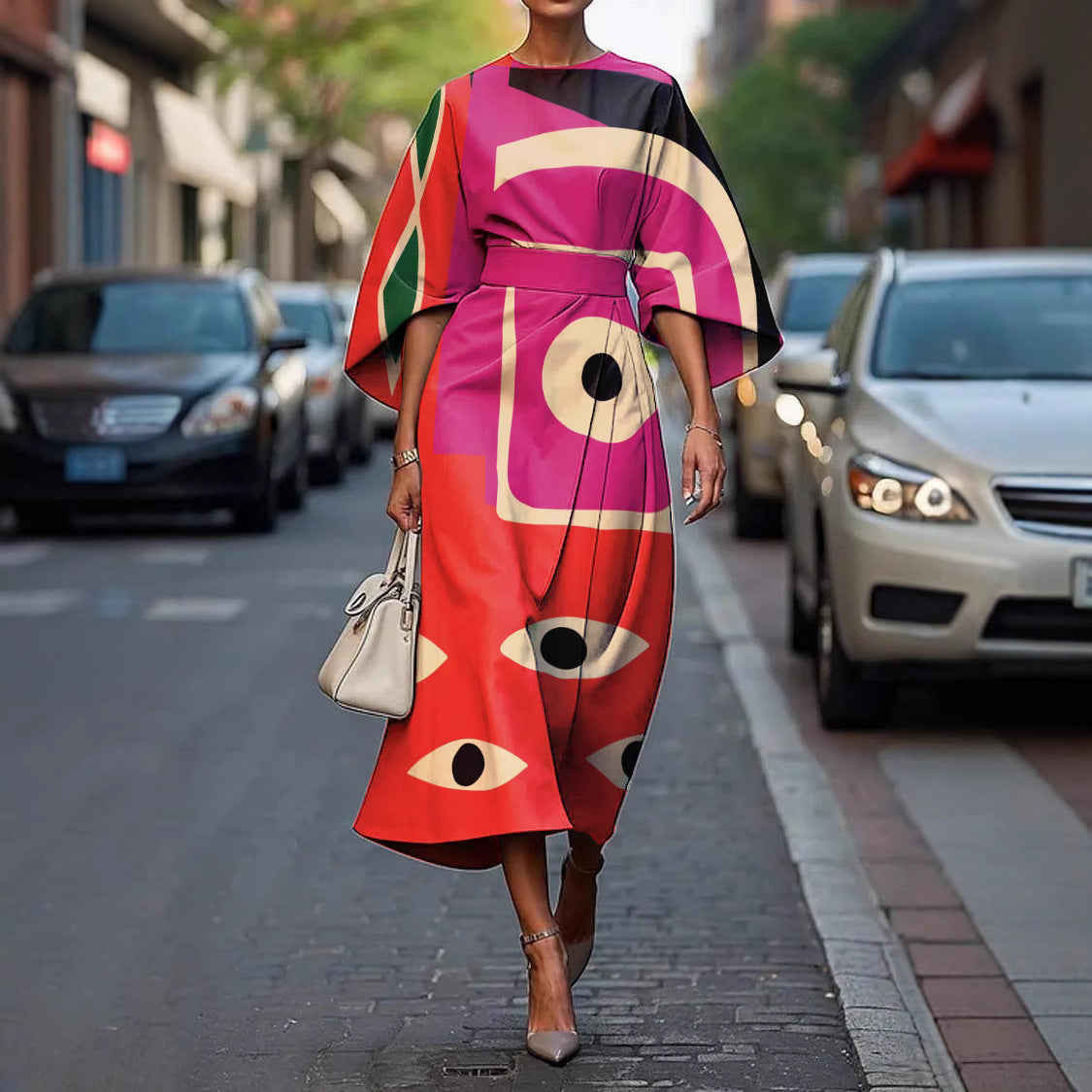 Women's All-match Casual Floral Ocean Print Elegant Dress