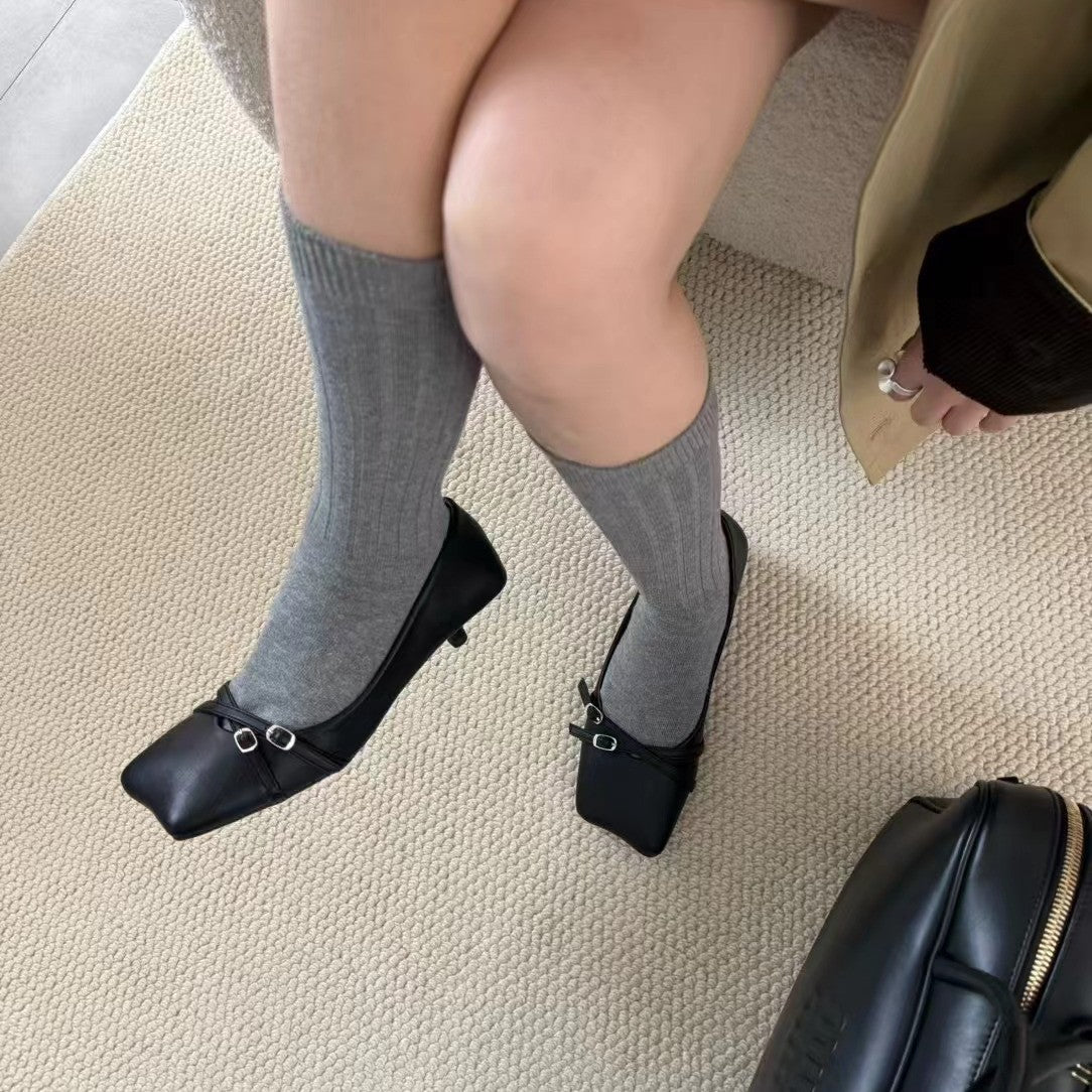 French Belt Decorative Temperament Shallow Mouth Pumps