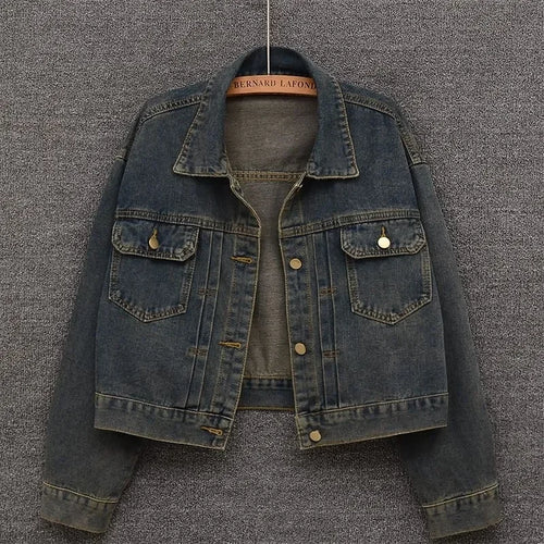 Blue Denim Top Women Autumn Classic Style Short Coat New Korean
