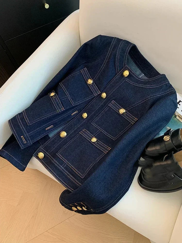 Blue Denim Top Women Autumn Classic Style Short Coat New Korean