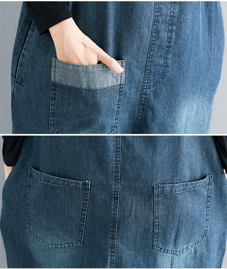 Casual Literary Women's Plus Size Denim Overalls