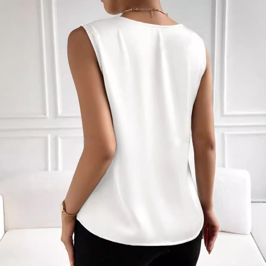 Women's Fashionable Simple Silk High Elastic Solid Color Vest