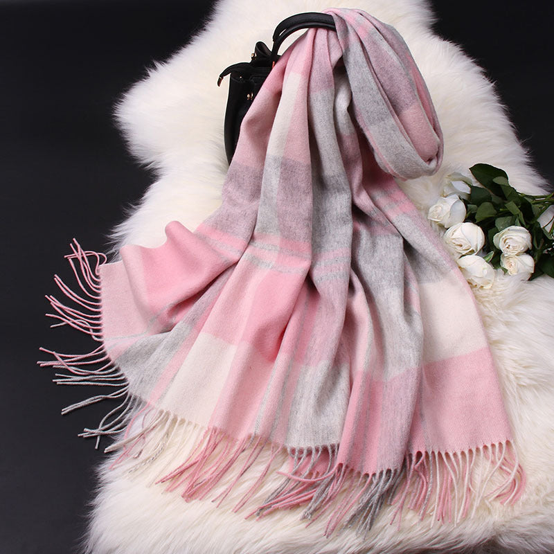 Plaid Scarf Women Wild 100 Wool British Bib Shawl