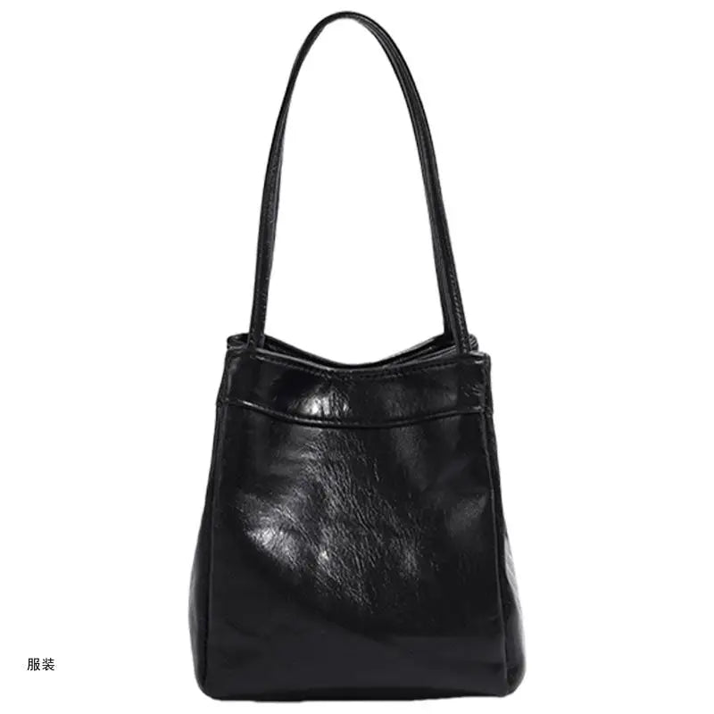 D0UD Women Underarm Bag Bucket Bag Armpit Bag PU Leather Shoulder Bag Top Handle Bag