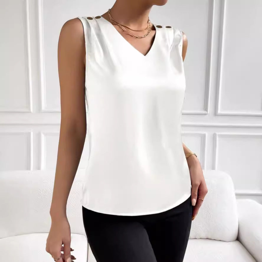Women's Fashionable Simple Silk High Elastic Solid Color Vest