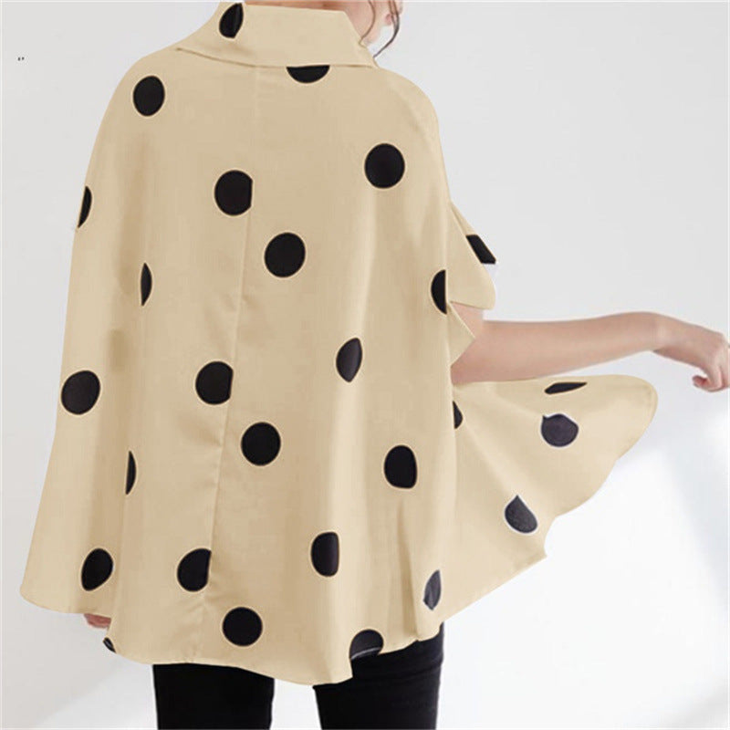 Women's Printed Polka Dot Short Sleeve Loose Shirt