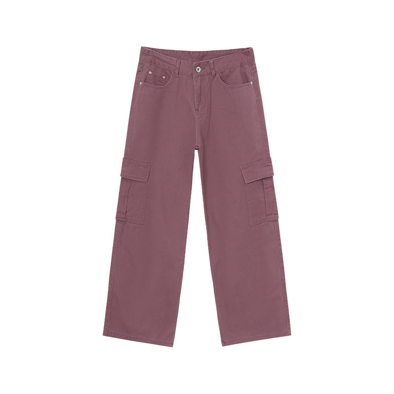 Large Pocket Wide-leg Overalls Casual Jeans