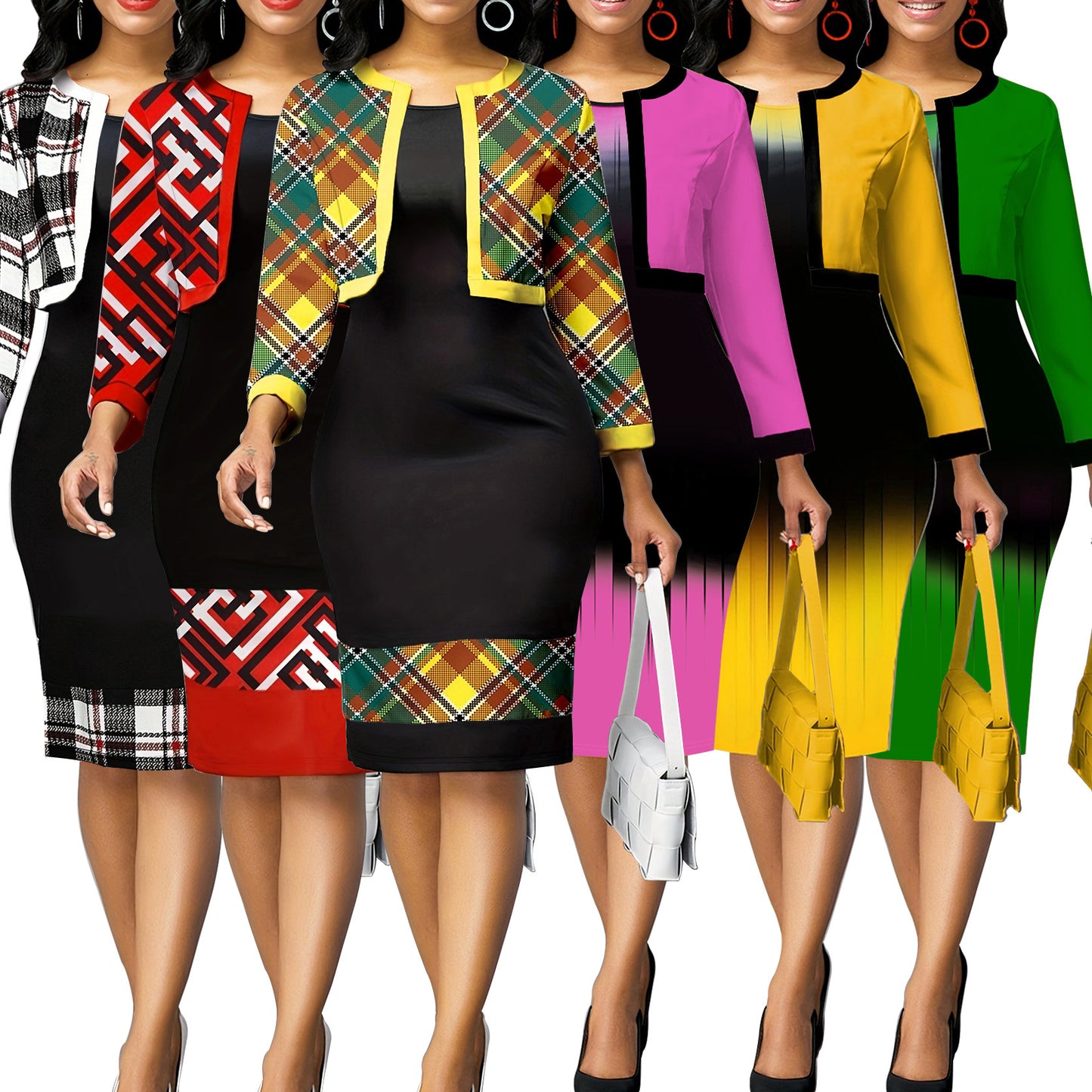 Plus Size Women's Vest Dress Cardigan Jacket Two-piece Set