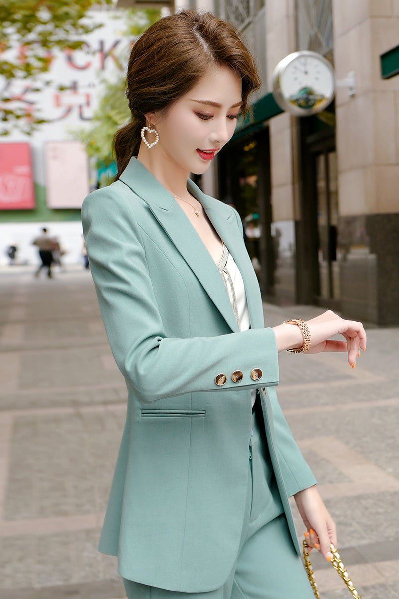 Green Suit Jacket Female Korean Style Fashion Temperament Goddess Fan Xiao Suit Professional Suit