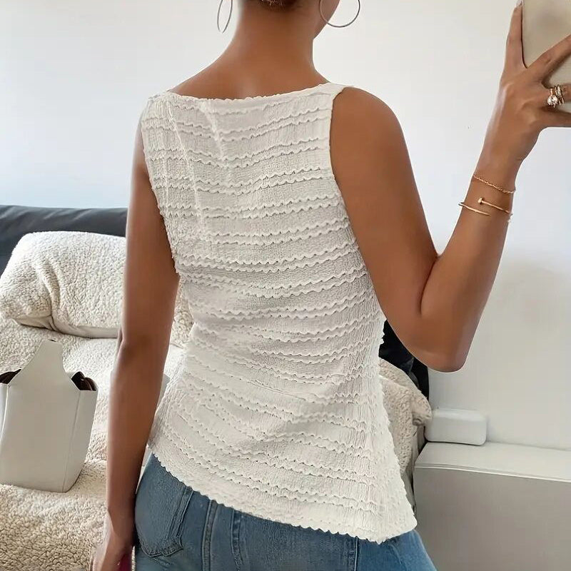 Womens Trendy Square Neck Button Up Vest Top Y2k Going Out Tank Tops