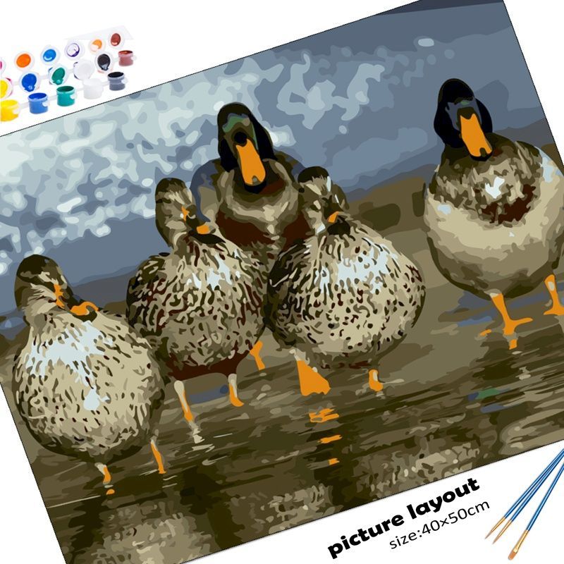 Duck Oil Painting On Digital Canvas With Adult Acrylic Paint And Frame Animal Coloring Painting Digital Painting