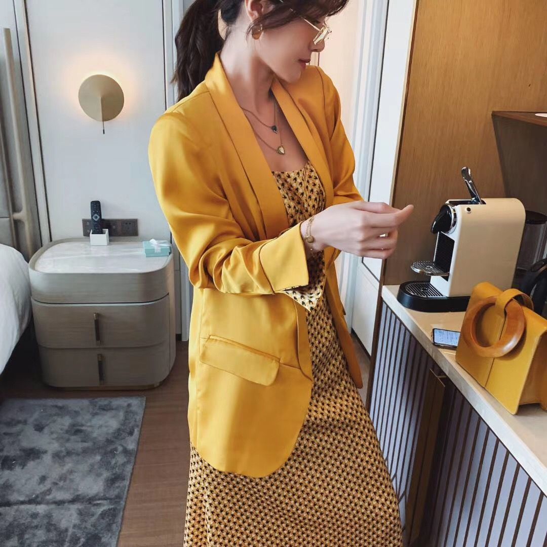 Fat Sister Suit Female Small Suit Jacket Long Sleeve Solid Color Two-piece Suit