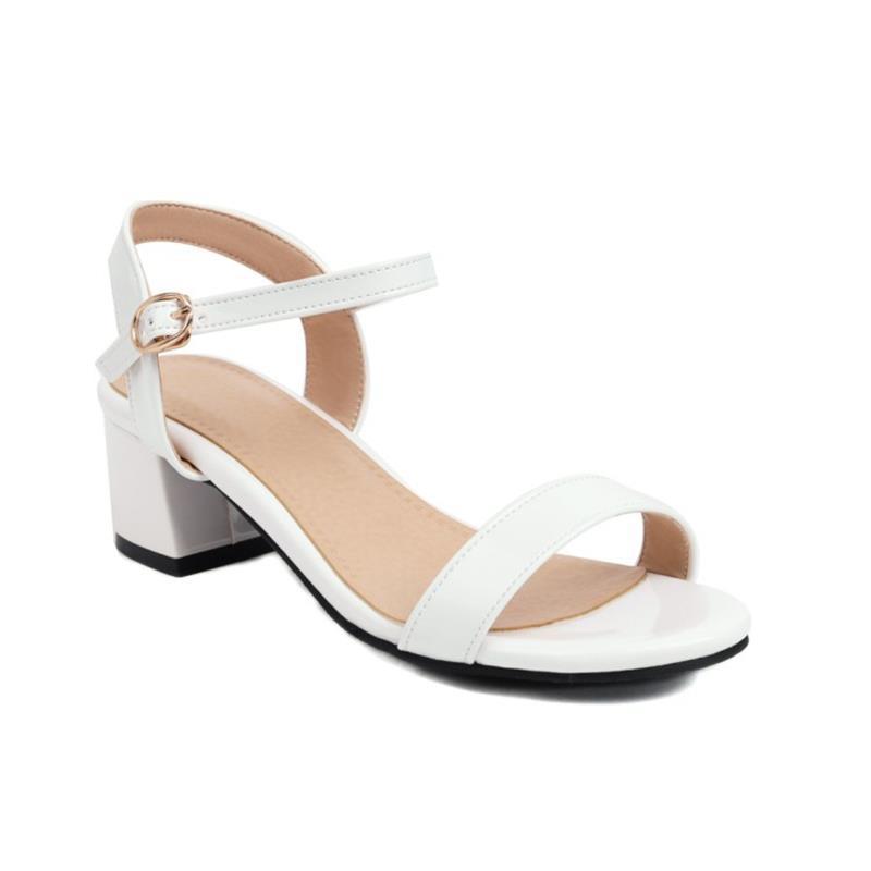 Candy-colored Patent Leather Middle Heel Sandals