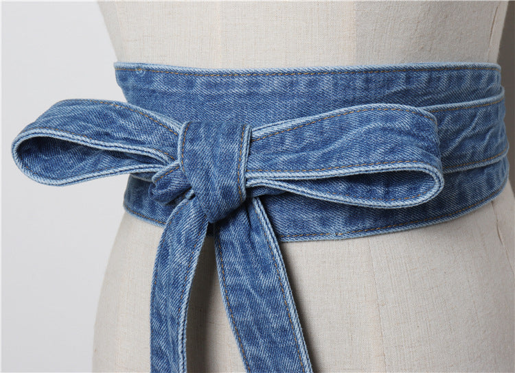Women's Fashion New Wash Denim Bow Tie