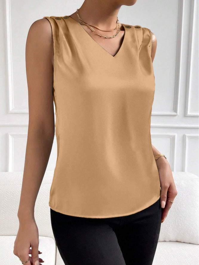 Women's Fashionable Simple Silk High Elastic Solid Color Vest