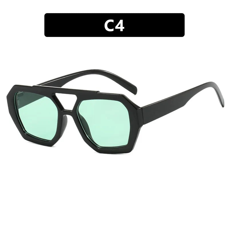 Retro Double Bridges Women's Sunglasses Big Frame Leopard Brown Gradient Eyewear Fashion Luxury Designer Sun Glasses Men Shades
