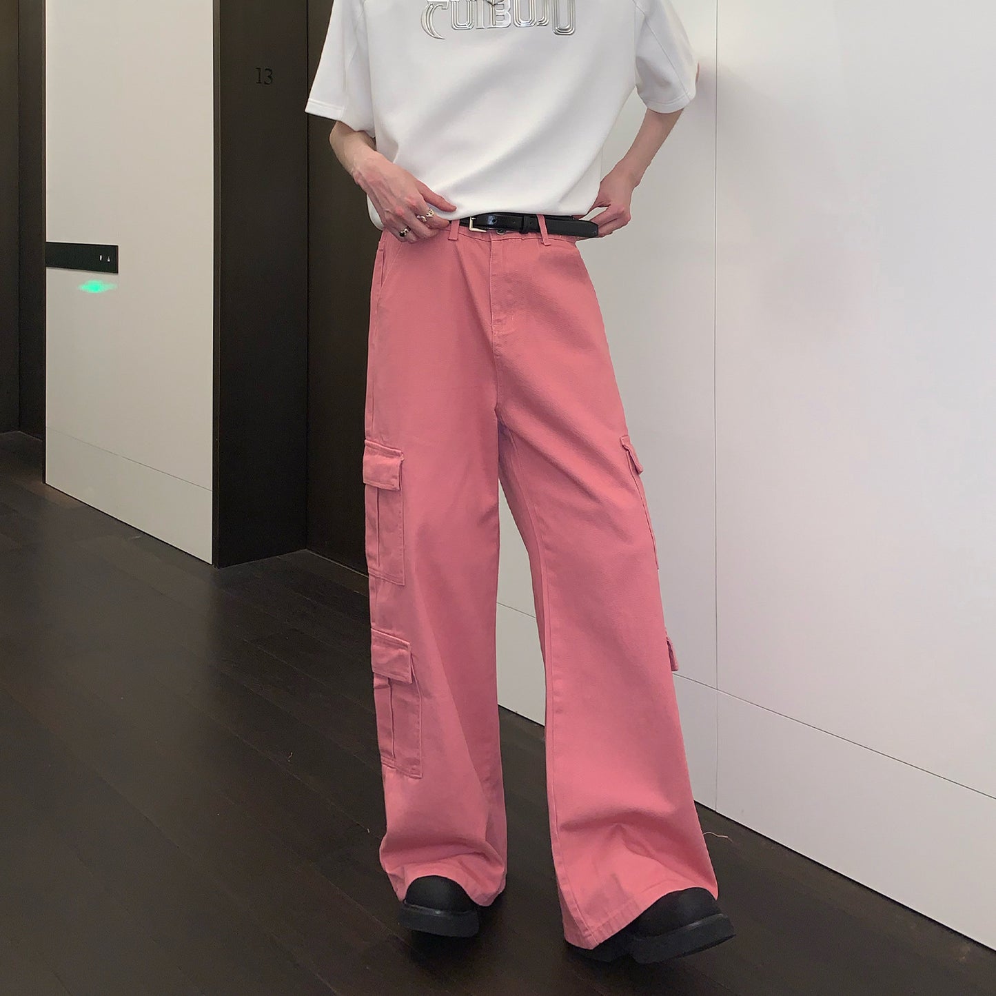 Large Pocket Wide-leg Overalls Casual Jeans