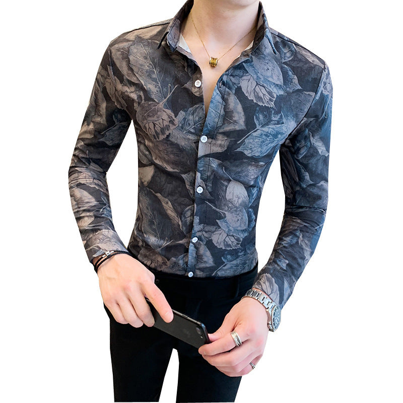 Floral Men's Fashion Casual Nightclub Shirt