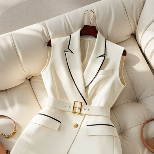 Western Style Chic Classic Style White Suit Vest