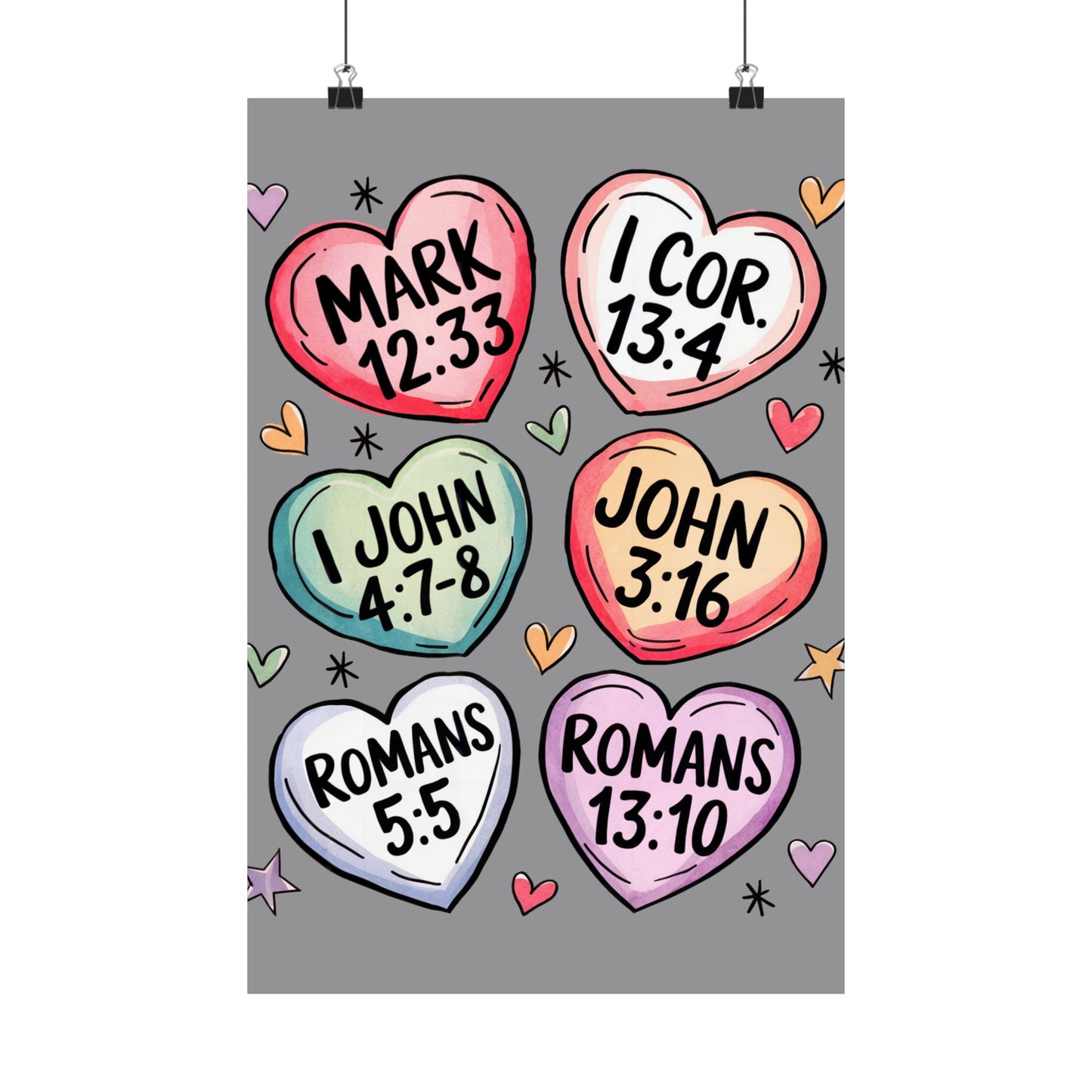 Satin Posters, Scripture Wall Art, Christian Home Decor, Bible Verse Prints, Heart Design, Faith-Based Gift, 300gsm Poster