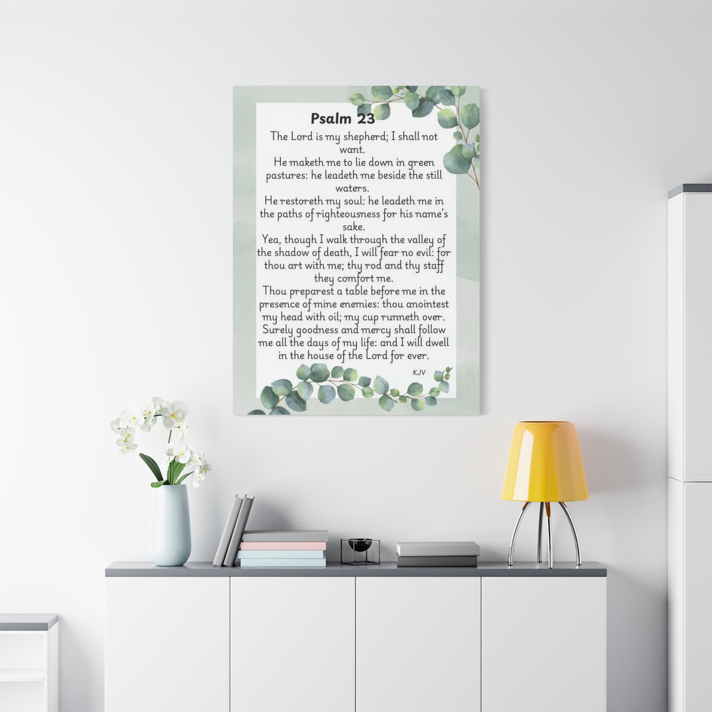 Canvas Print, Bible Verse Wall Art, Psalm 23, Spiritual Home Decor, Nature Themed, Housewarming Gift, Faith Décor, Wall Art Print