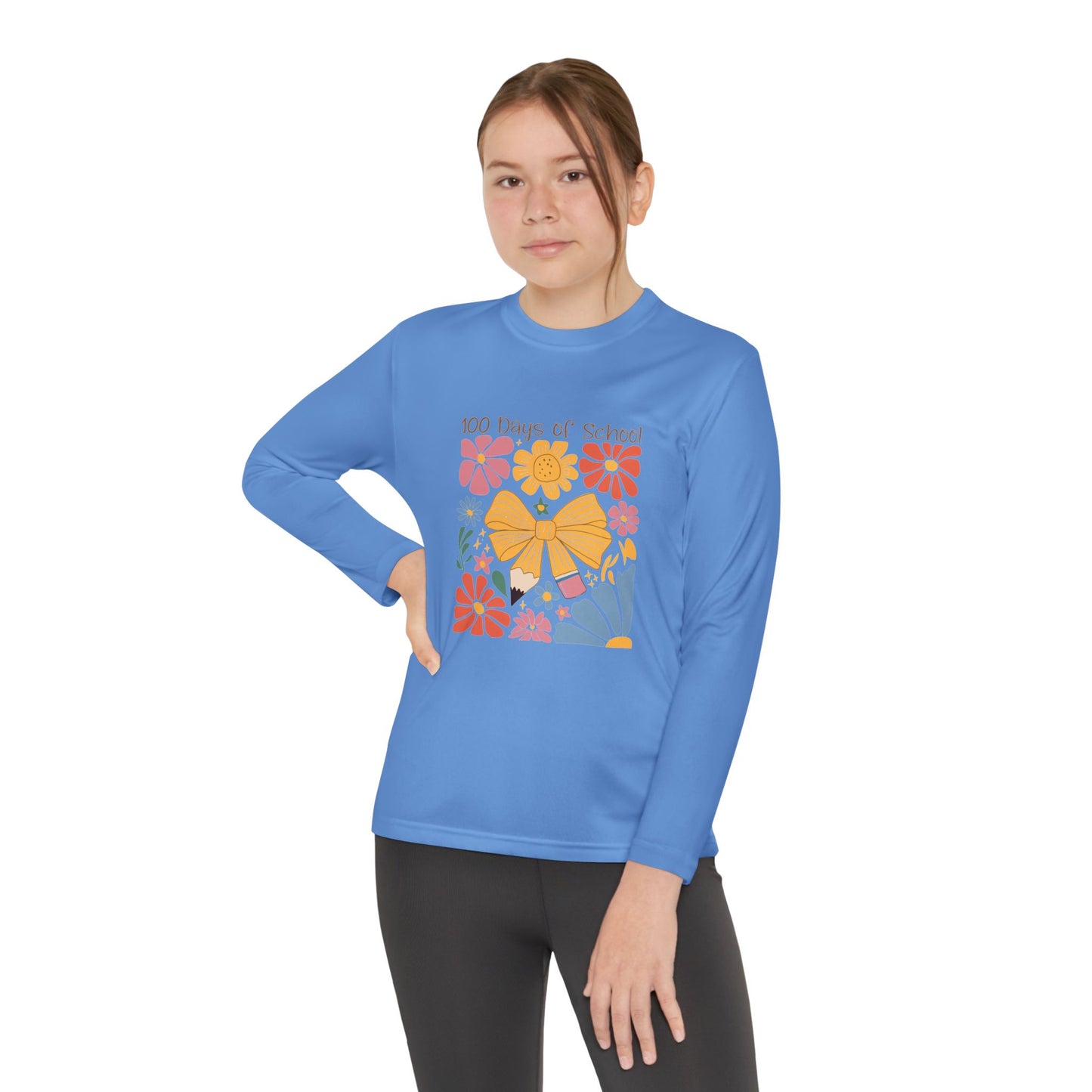 100 Days of School Youth Long Sleeve Tee, School Spirit Shirt, Kids School Celebration Top, Elementary Student Long Sleeve Shirt, School