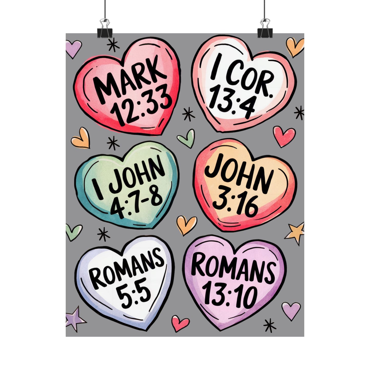 Satin Posters, Scripture Wall Art, Christian Home Decor, Bible Verse Prints, Heart Design, Faith-Based Gift, 300gsm Poster