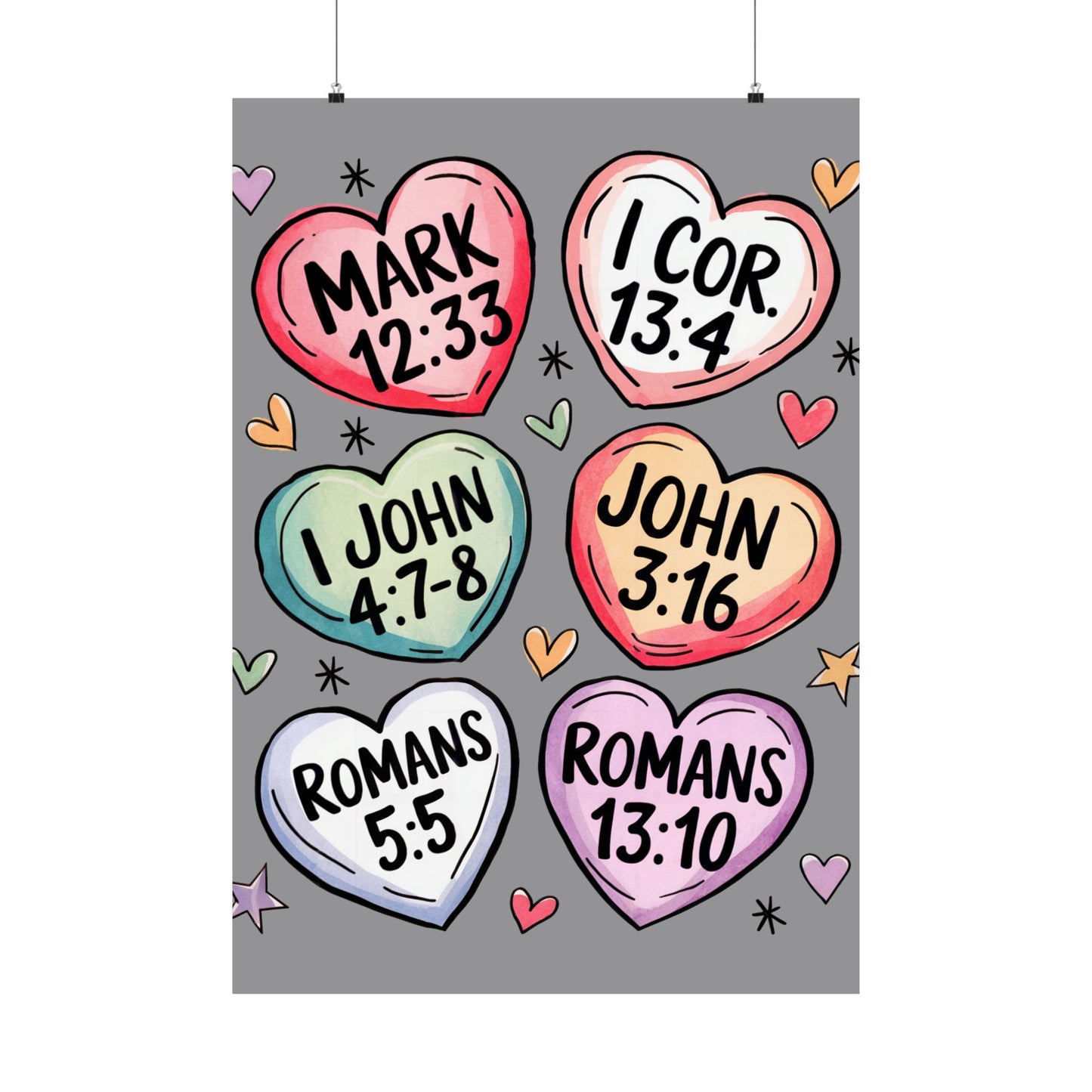 Satin Posters, Scripture Wall Art, Christian Home Decor, Bible Verse Prints, Heart Design, Faith-Based Gift, 300gsm Poster