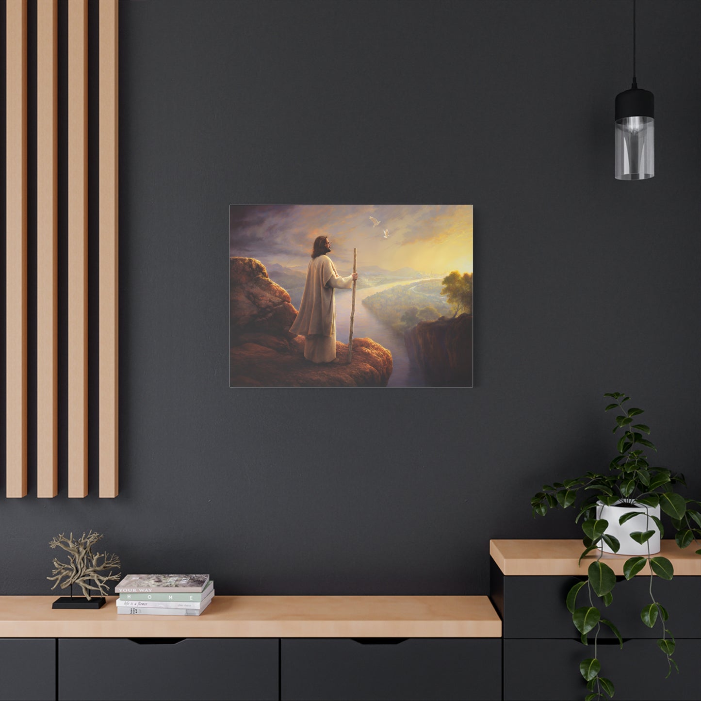 Religious Canvas Art, Christian Canvas Art - Jesus with Staff, Scenic Wall Decor, Religious Gift, Christian Home Decor