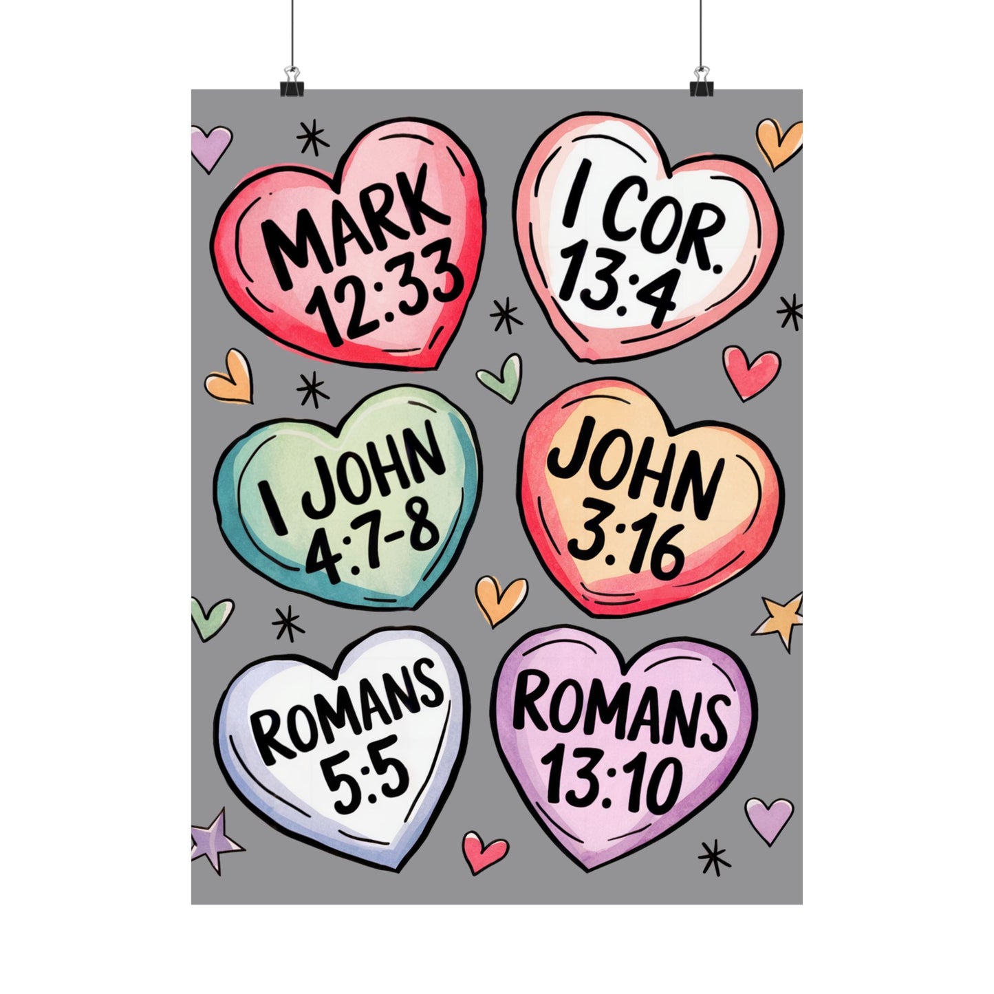 Satin Posters, Scripture Wall Art, Christian Home Decor, Bible Verse Prints, Heart Design, Faith-Based Gift, 300gsm Poster