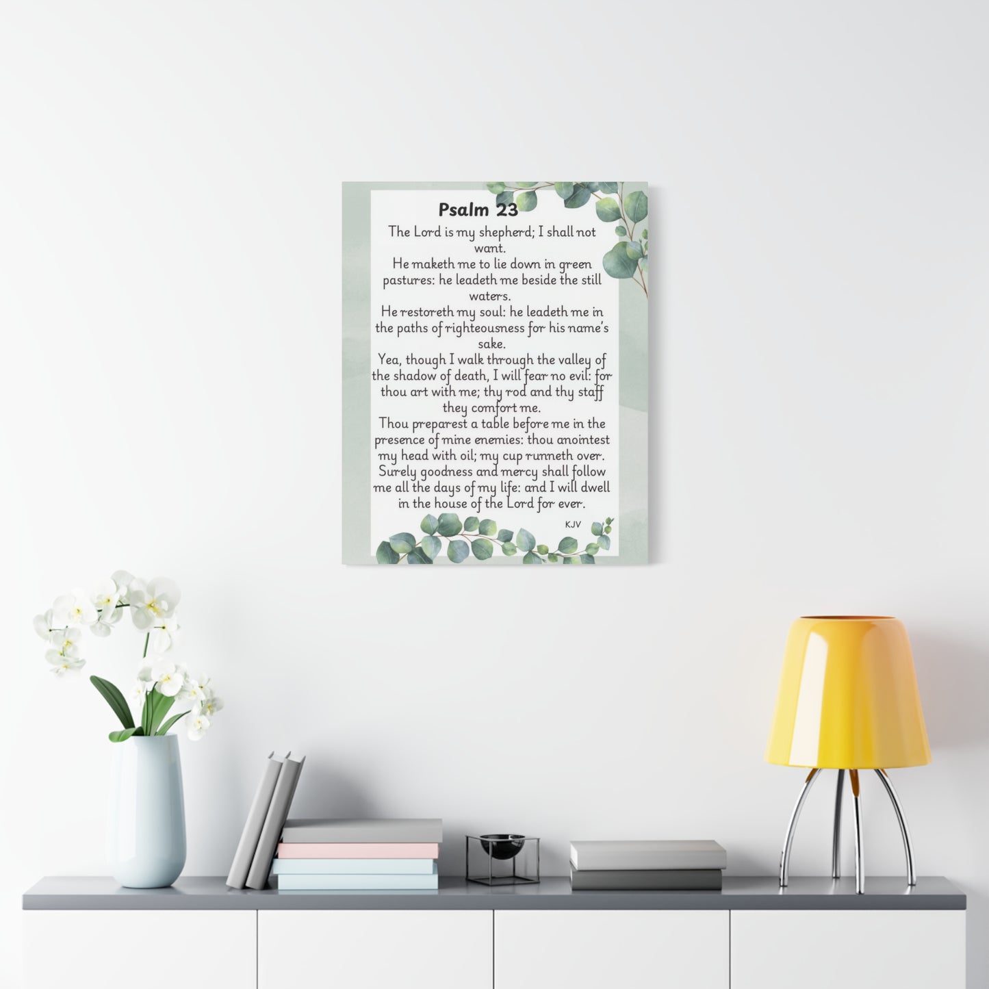 Canvas Print, Bible Verse Wall Art, Psalm 23, Spiritual Home Decor, Nature Themed, Housewarming Gift, Faith Décor, Wall Art Print