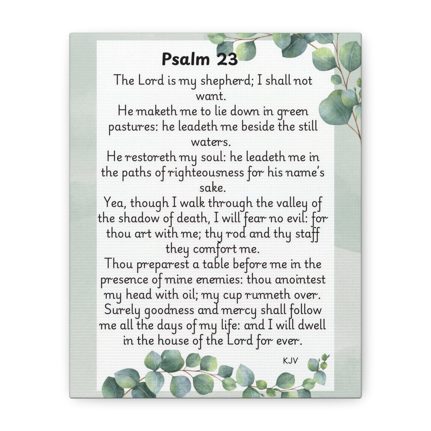 Canvas Print, Bible Verse Wall Art, Psalm 23, Spiritual Home Decor, Nature Themed, Housewarming Gift, Faith Décor, Wall Art Print