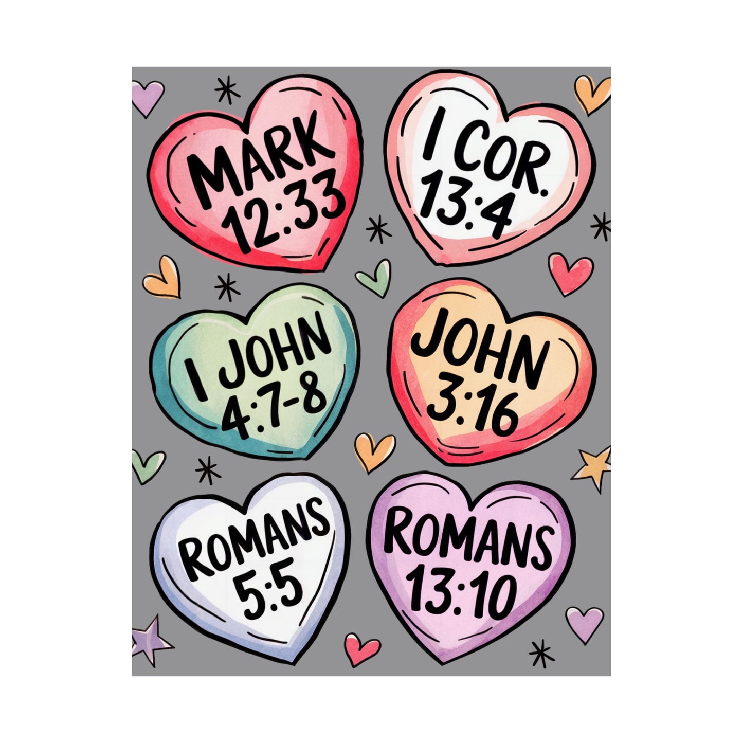 Satin Posters, Scripture Wall Art, Christian Home Decor, Bible Verse Prints, Heart Design, Faith-Based Gift, 300gsm Poster