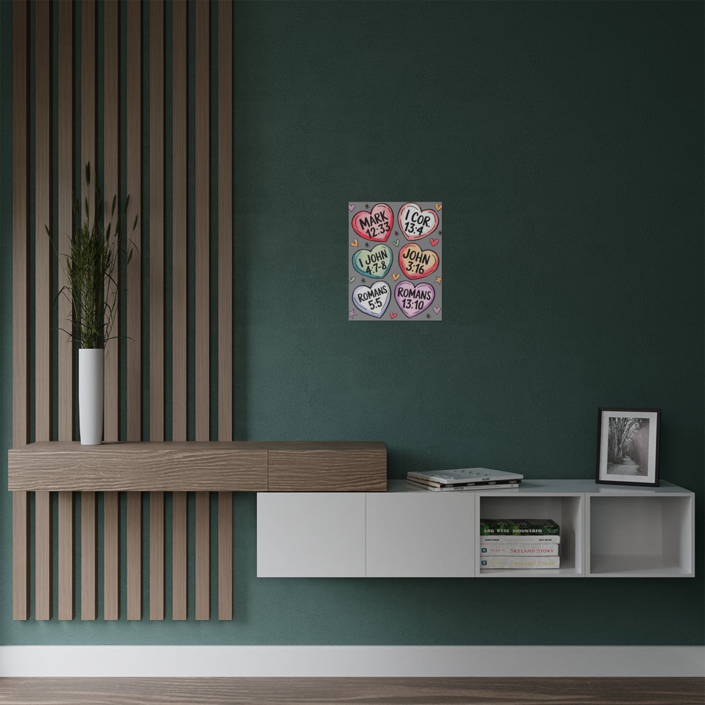 Satin Posters, Scripture Wall Art, Christian Home Decor, Bible Verse Prints, Heart Design, Faith-Based Gift, 300gsm Poster